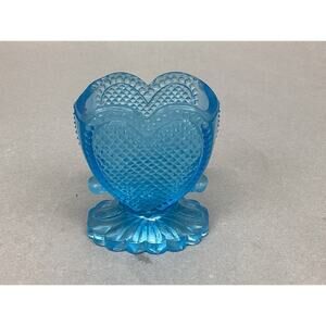 Degenhart Glass Royal Blue Heart Toothpick Holder
